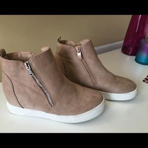 Tan Faux Suede Sneakers
